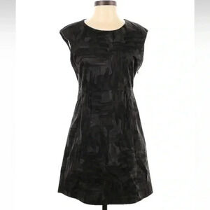 THEORY Grey Black Scoop Neck Shift Mini Dress Women’s Size 6 Small